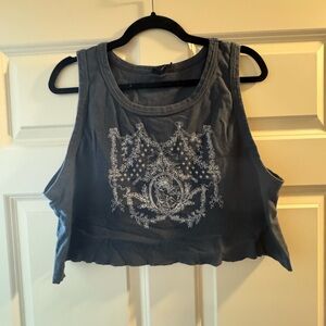 UO Gray Angel Print Women's Crop Top